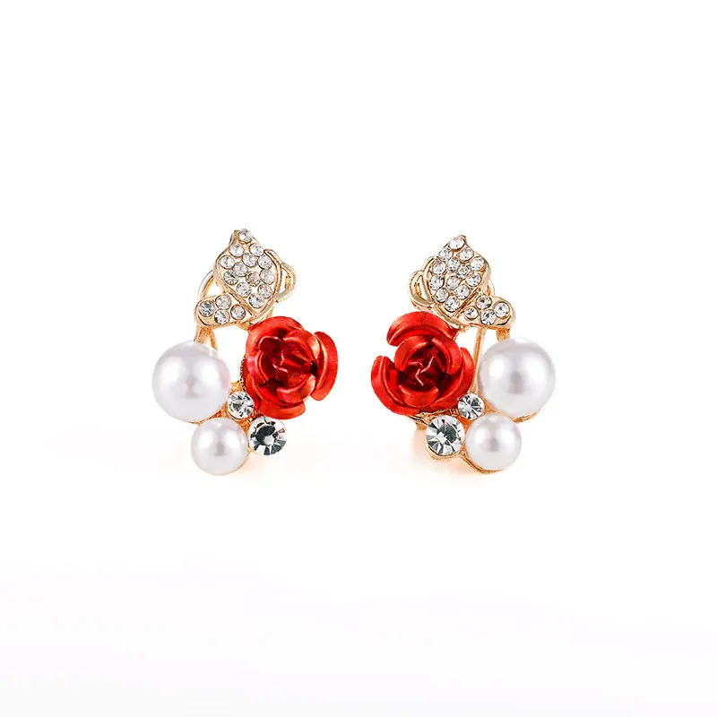 Внешняя торговля креативные новые изысканные серьги гвоздики с красным цветком