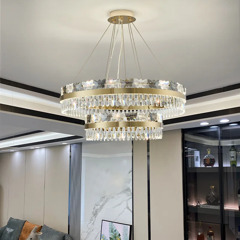 

Crystal chandelier simple modern atmosphere master bedroom chandelier new household LED light luxury living room lamp