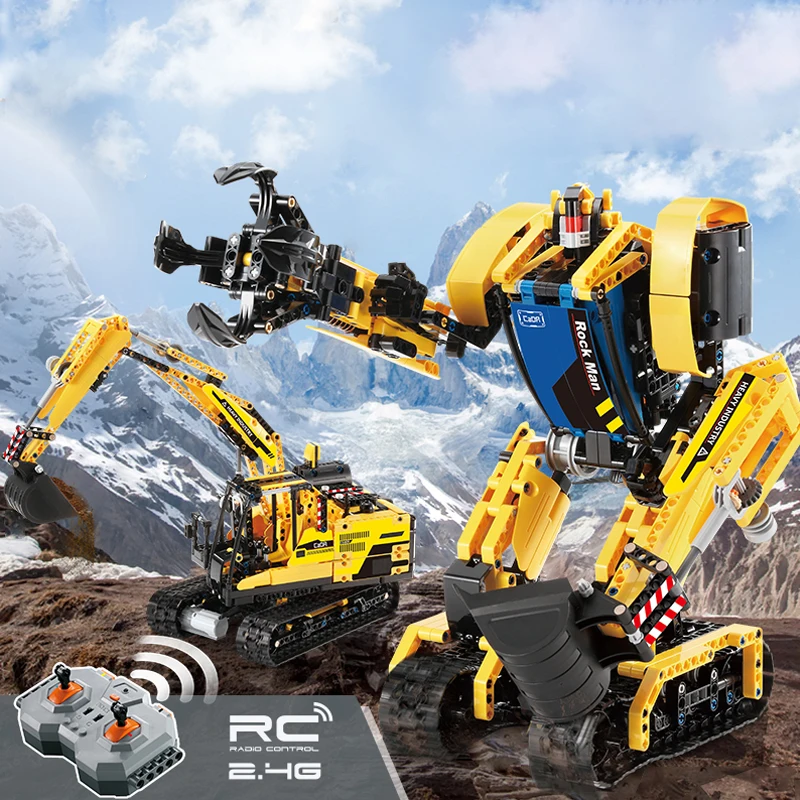 CadA 930 шт 2 4G RC деформации робот экскаватора в сборке строительный блок