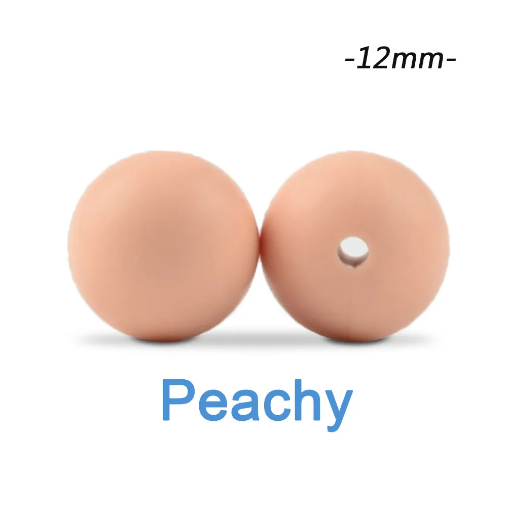 peachy Силиконовые бусины LOFCA, 12 мм, 200 шт, детские силиконовые бусины для прорезывания зубов, Пищевая силиконовая детская соска, ожерелье, подвеска, изготовление продукта - Цвет: peachy