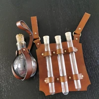 steampunk medieval larp alchemist leather test tube holder belt slider potion hanger pouch kit apothecary costume accessory gear