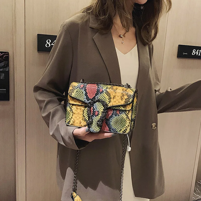 Новая модная сумка через плечо от известного бренда женская змеиная роскошная