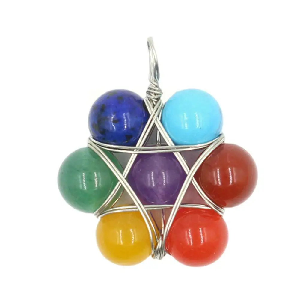

1 шт. 7 Чакр камень гексаграмма круглые бусины Красочный натуральный камень подарочные бусины украшение для автомобиля своими руками Криста...