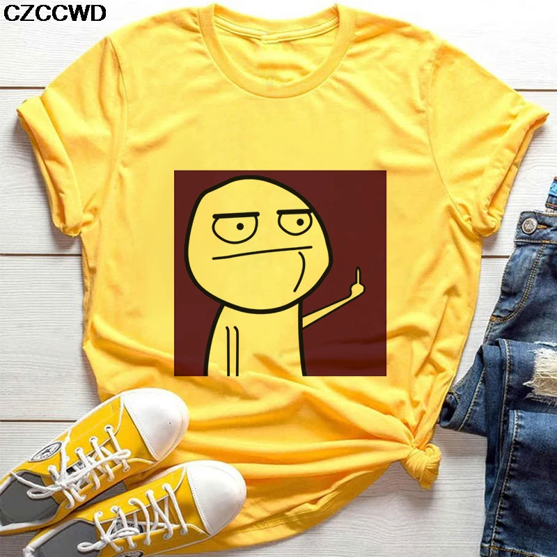 Женская футболка в стиле Харадзюку винтажная желтая с забавным принтом лето 2020 |