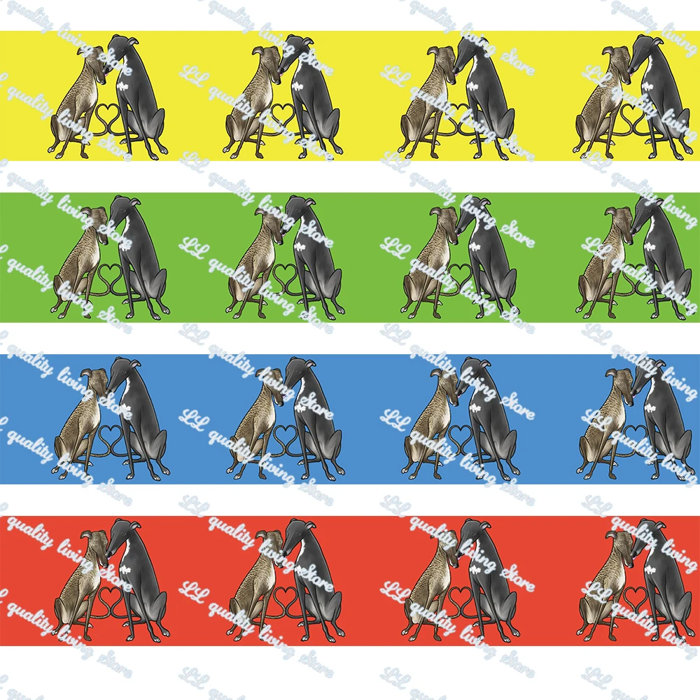 

Мультяшная корсажная и атласная Модная лента с принтом Greyhound/Dog, ручная работа, тканые брендовые этикетки, подарочная упаковка, 50 ярдов