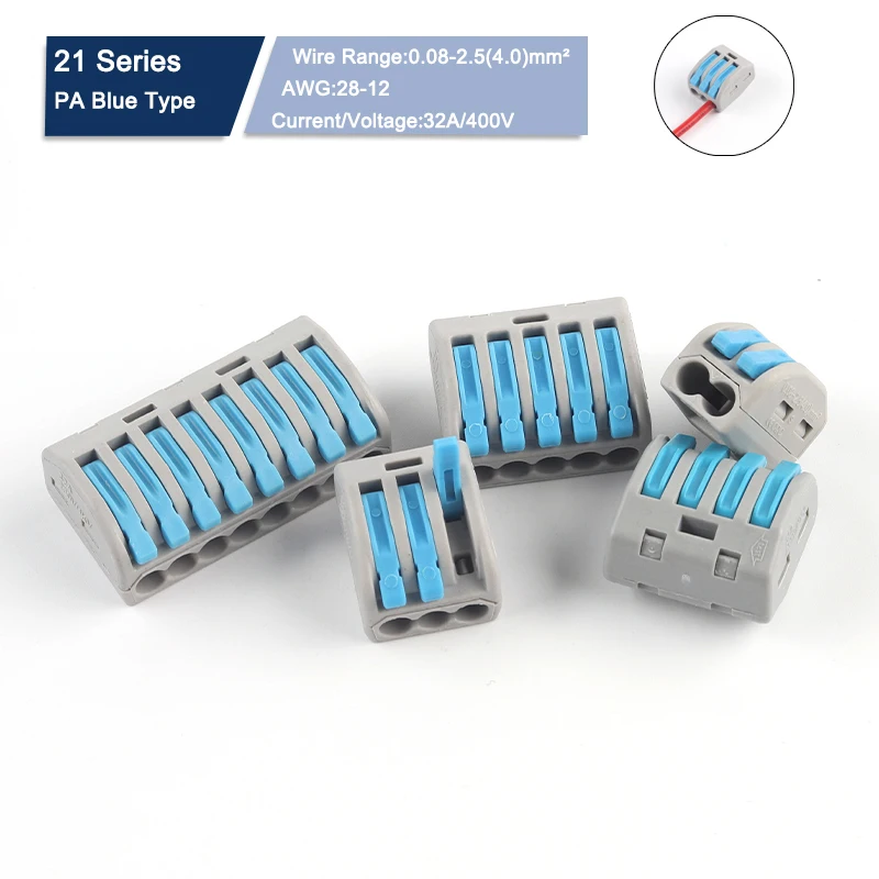 

10 PCS 2/3/4/5/8 Pin With Lever Compact Splicing Wiring Connectors Quick Disconnect Push-in Wire Connectors AWG 28-12 Terminals