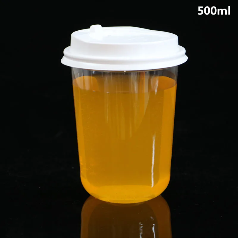 cup and lid 50 шт U форма прозрачные одноразовые пластиковые стаканы 500 мл 16 унций день рождения сока чай кофе чашки на вынос упаковка с крышкой - Цвет: cup and lid