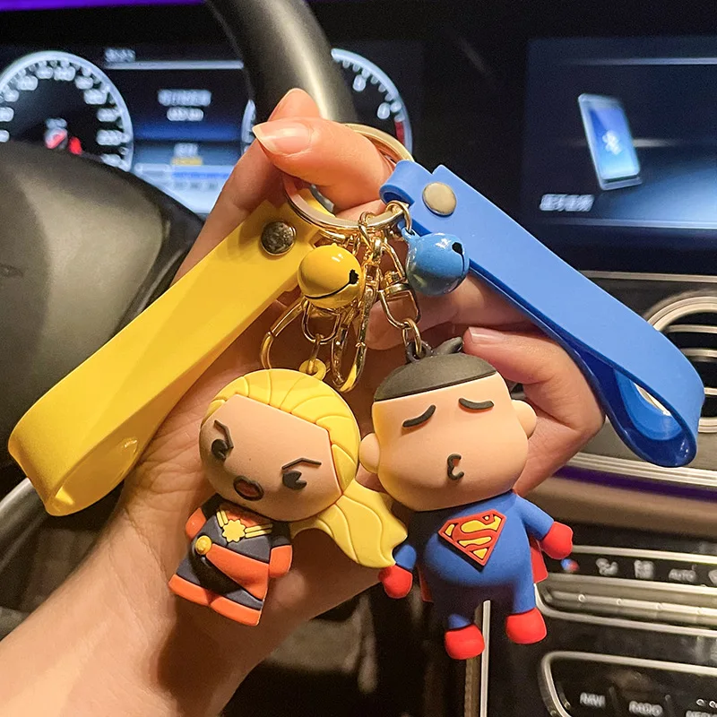 

Desney Marvel Legends Avengers Keychain Kawaii Spiderman Key Chain Superman Batman Wonder Woman Pendant Gift Keyring for Kids