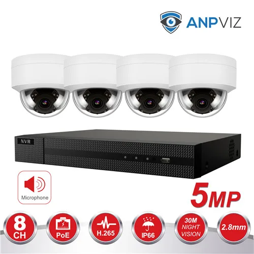 Hikvision 8CH 4 к NVR 4/6/8 шт. 5MP POE IP CCTV безопасности Камера Системы аудио записи IP Камера на открытом воздухе CCTV видео наблюдения NVR KIT - Цвет: 4 White KIT