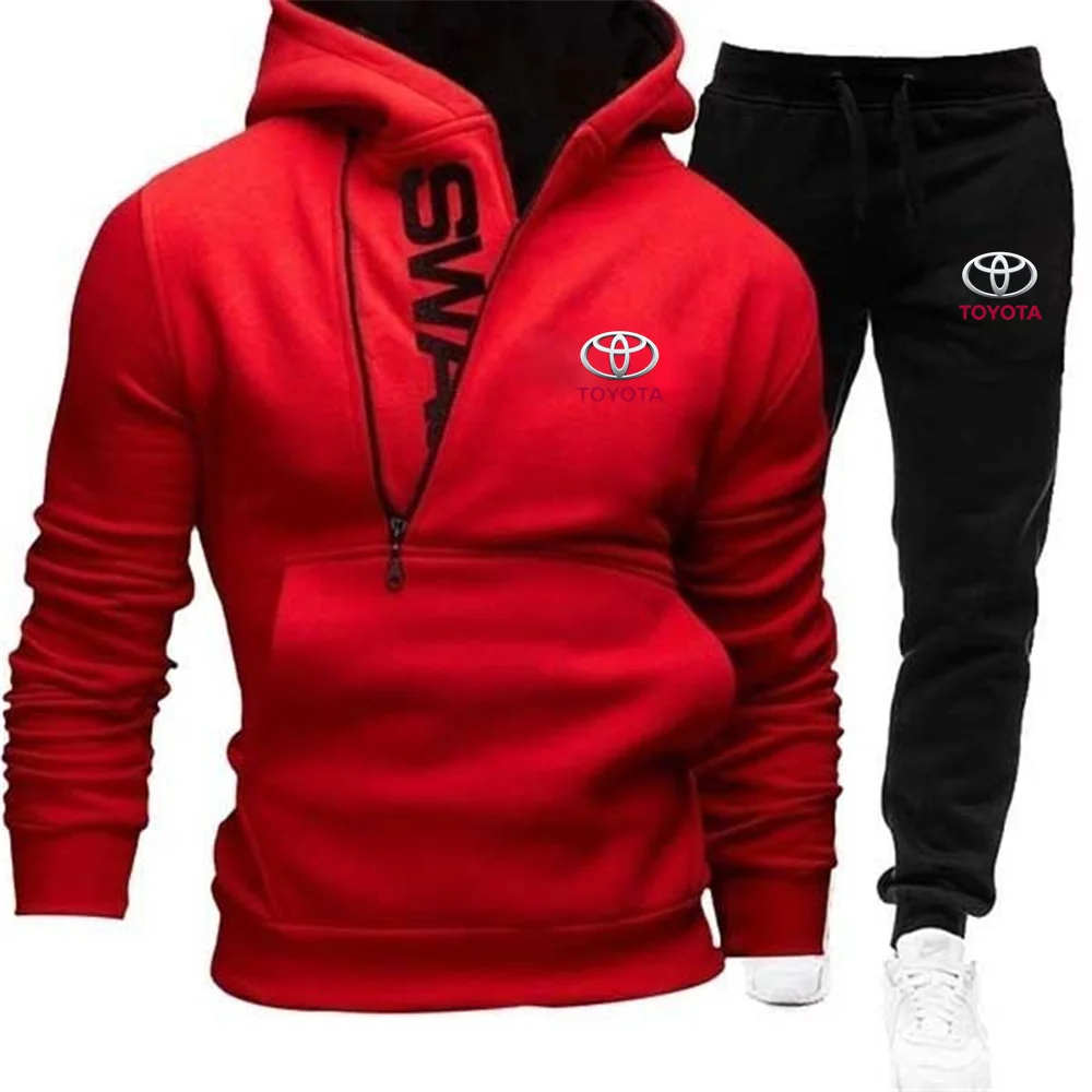 

Toyota Latest Casual Sports Hooded Men's Sweatshirt + Men's Sports Pants Hoodie Men's Jacket Zipper Track Field Sportswear