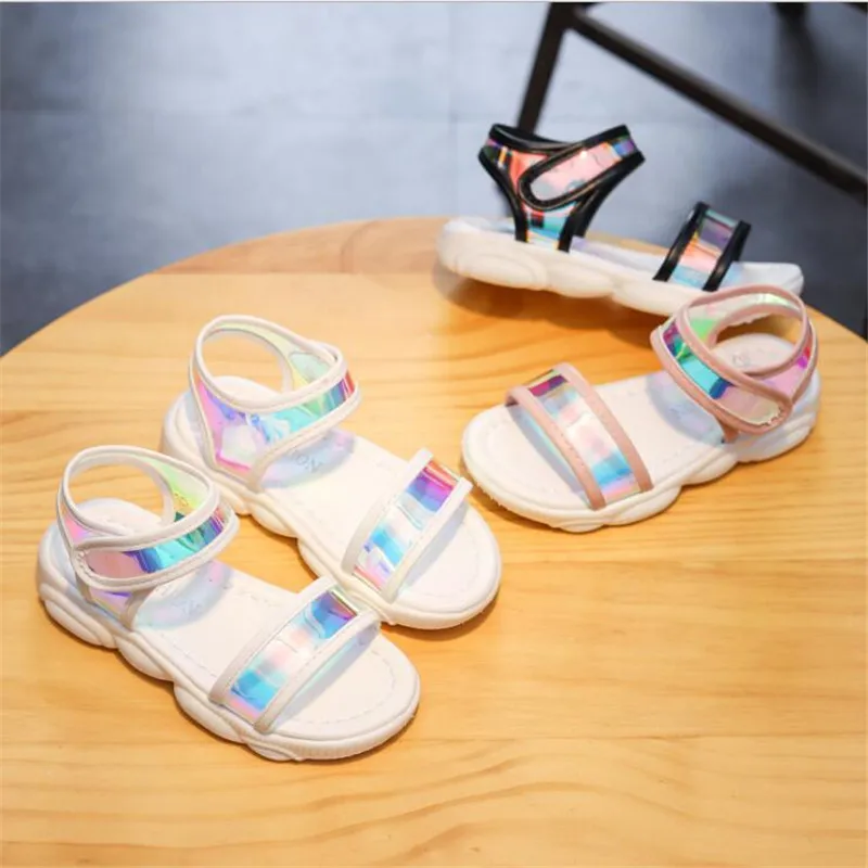 Сандалии для девочек простые эластичные легкие пляжные туфли подростков Детские