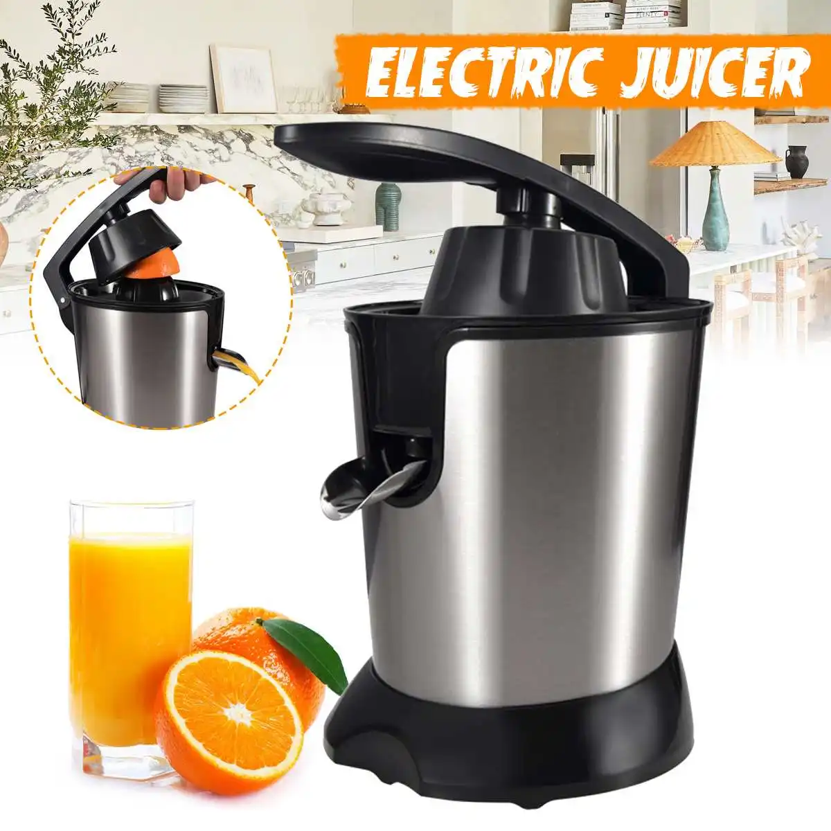 

Stainless Steel Orange Juicer Electric Automatic Rotation Lemon Fruits Squeezer Extractor Masticating Juicer Safe Juicer Home