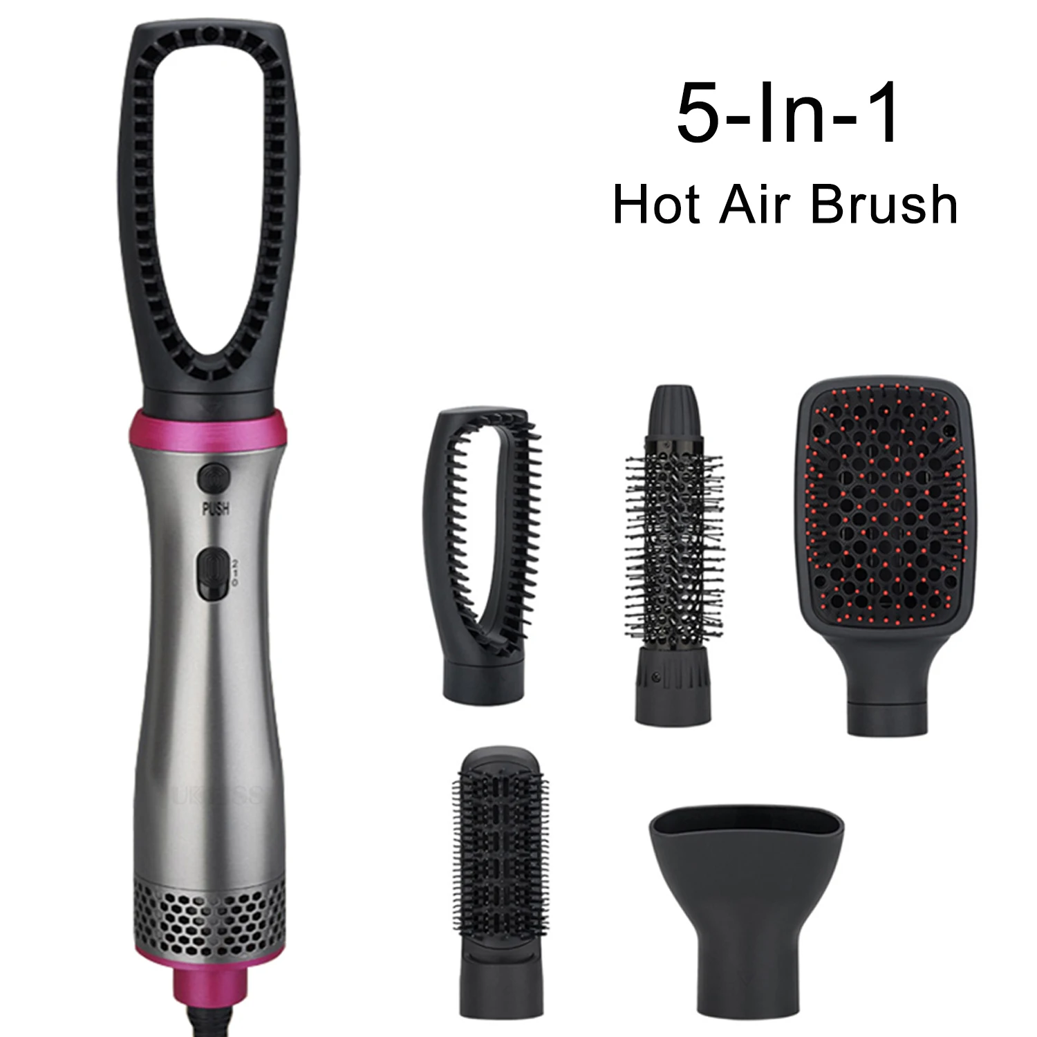 Hair Dryer Brush Curling Straightening Iron Salon Styler Hot Comb With 5 Changeable brush head Professional Hairdryer Brush