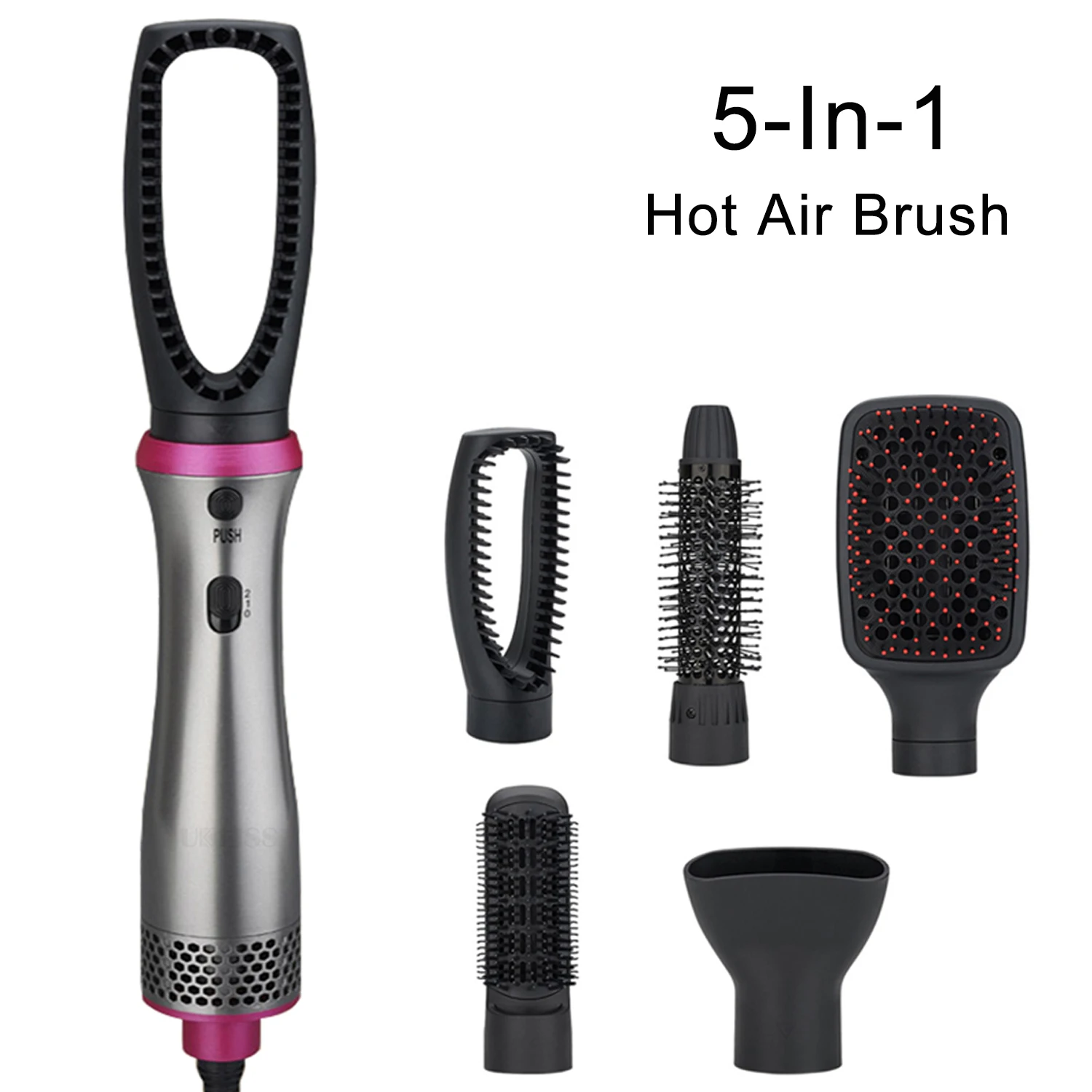 

Hair Dryer Brush Curling Straightening Iron Salon Styler Hot Comb With 5 Changeable brush head Professional Hairdryer Brush