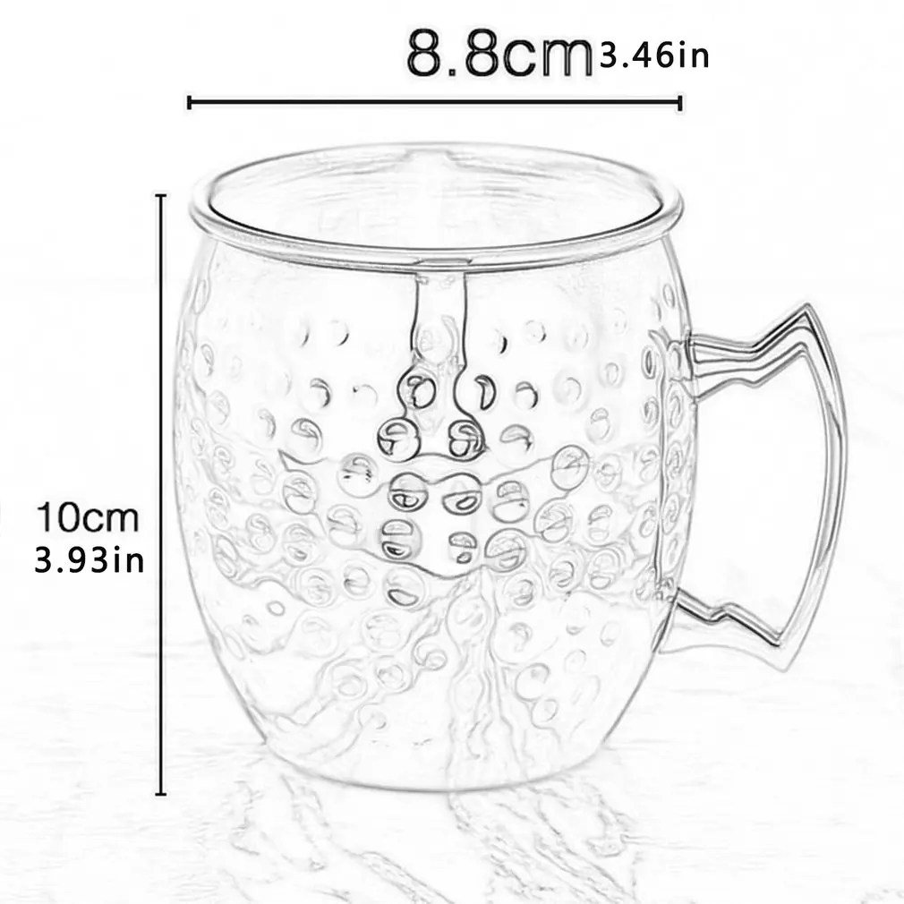 

530ML Moscow Mule Mug Stainless Steel Hammered Copper Plated Beer Cup Coffee Cup Bar Drinkware Beer Mug Drinking Cup