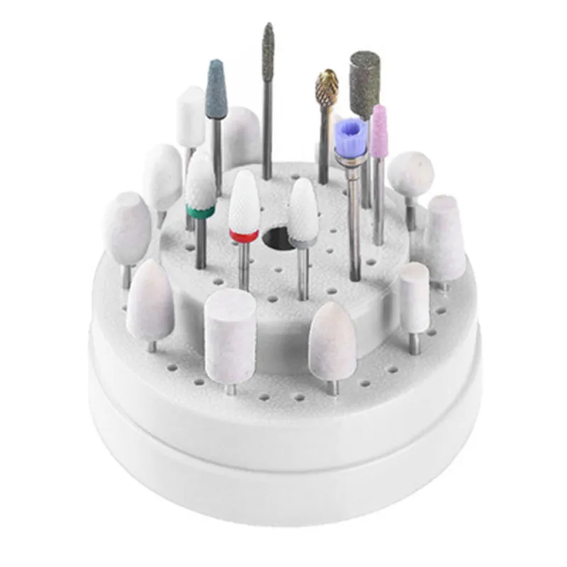 

60 Holes Nail Art Drill Bits Empty Storage Box Holder Stand Display Container Manicure Accessories Acrylic Cover Tools