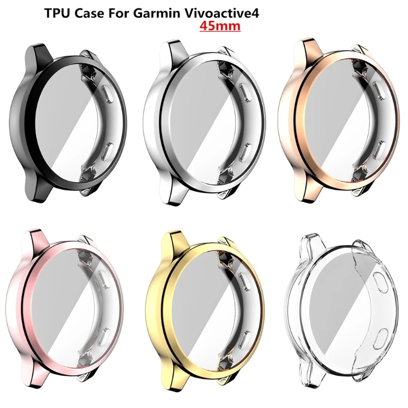 

Screen Protector Case Compatible with -Garmin Vivoactive 4 45mm, Full Coverage Ultra Thin TPU Plated Protective Cover