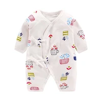 spring autumn newborn baby boy girl rompers 0 12m bandage cotton romper newborn infant print cotton jumpsuit pajamas sleepwear