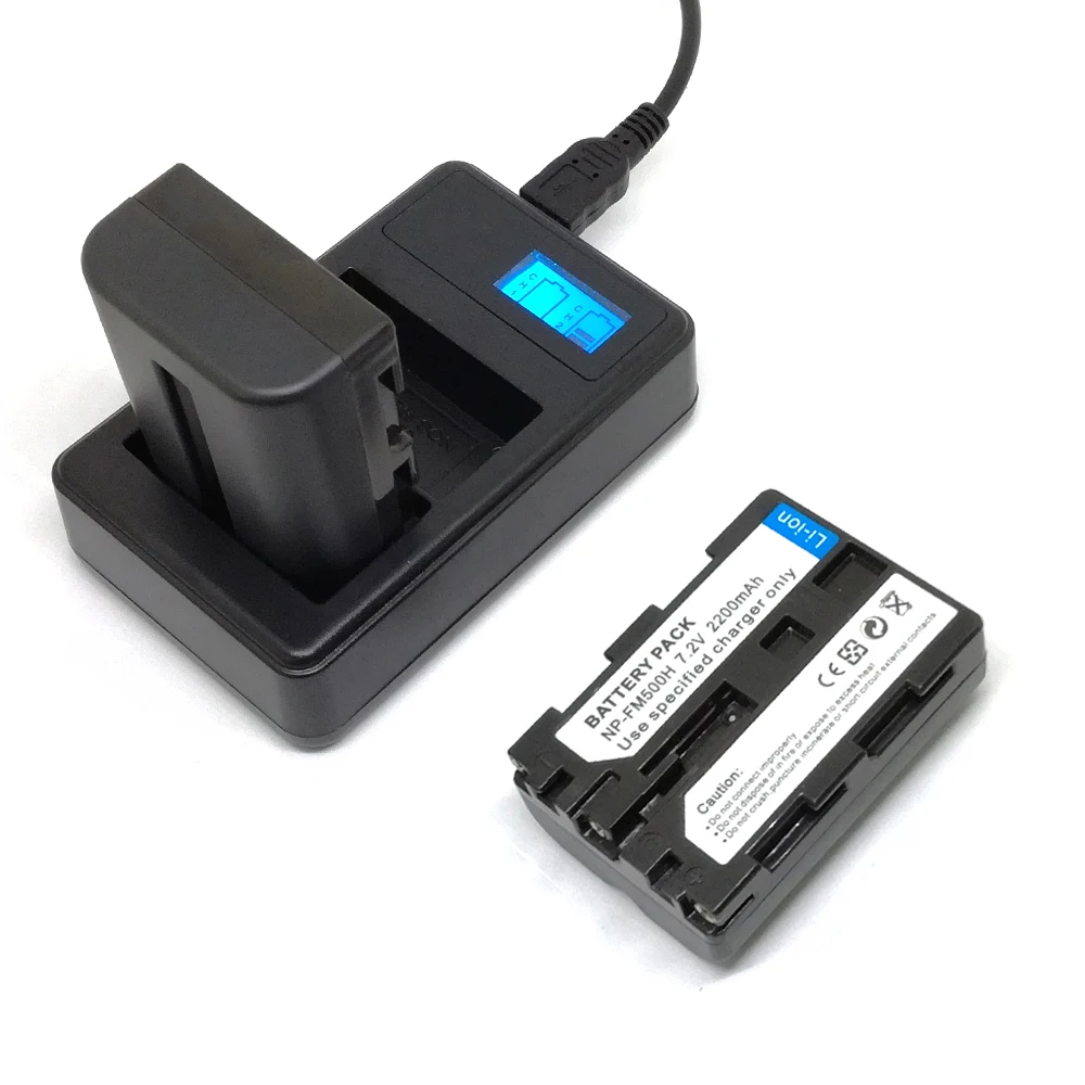2 шт 2200mAh NP FM500h батарея камеры батареи NP-FM500h+ lcd двойное зарядное устройство USB для sony A57 A58 A65 A77 A99 A550 A560 A580