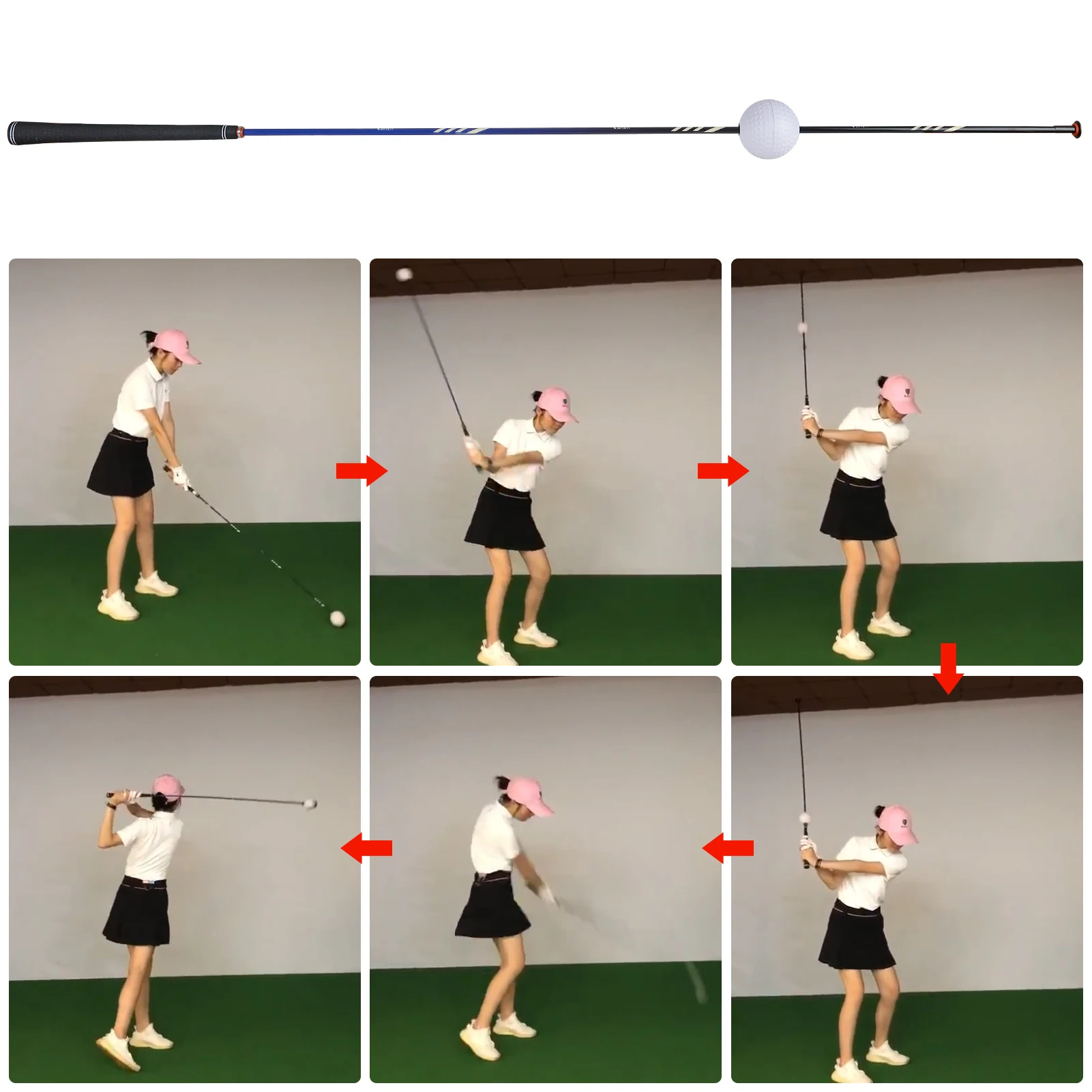 Golf Swing Trainer Women Men Alignment Stick Practice Training Aid Accessories Anti-slip Rubber Grip EVA ball | Спорт и развлечения