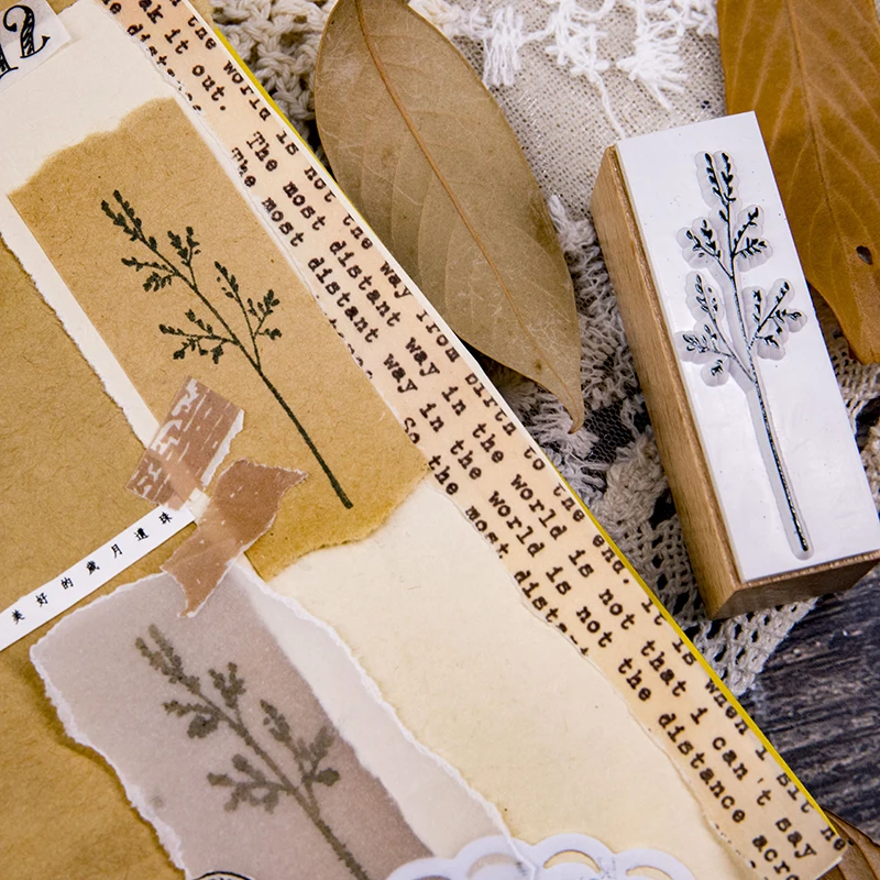 Винтажные натуральные декоративные растения штамп DIY деревянные и резиновые