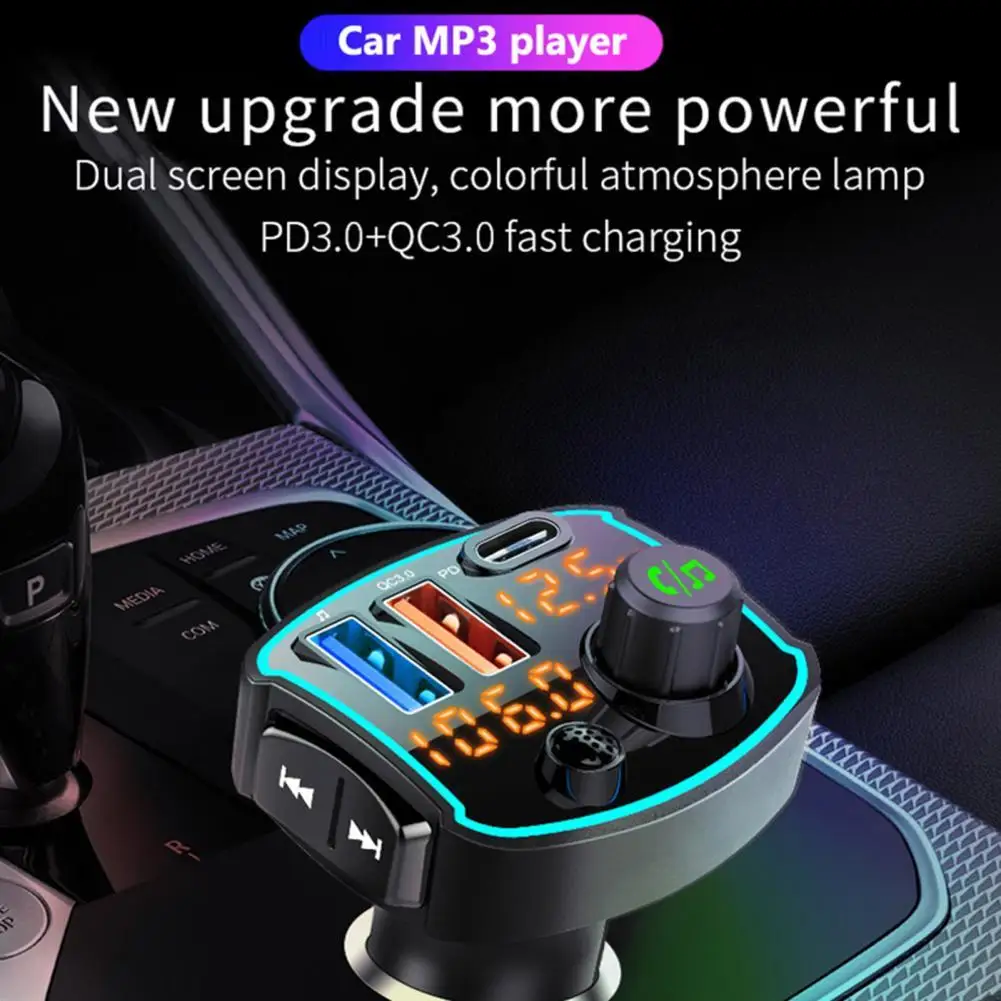 

Автомобильное зарядное устройство, mp3-плеер с голосовым ассистентом, многофункциональный двойной дисплей, Bluetooth 5,0, FM-передатчик PD/QC3.0, заряд...