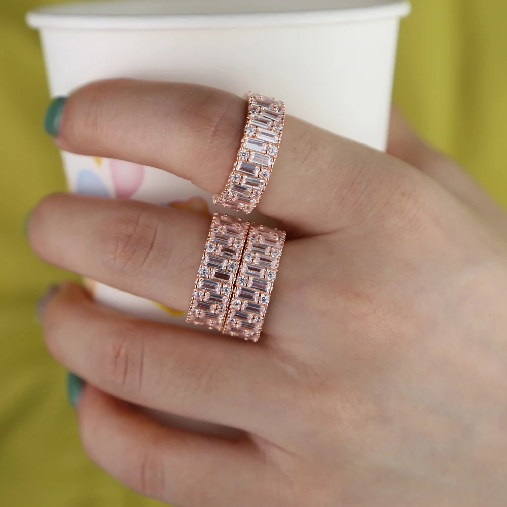 Кольцо вечное обещание цвет розового золота AAAA Фианит обручальное свадебное