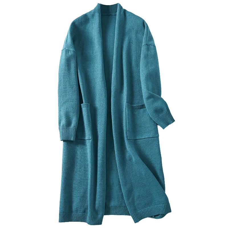 

2020 New Autumn Cardigan Coat Womens Pockets Sweater Long Women Spring Warm Sweater Knitted Female Sweater