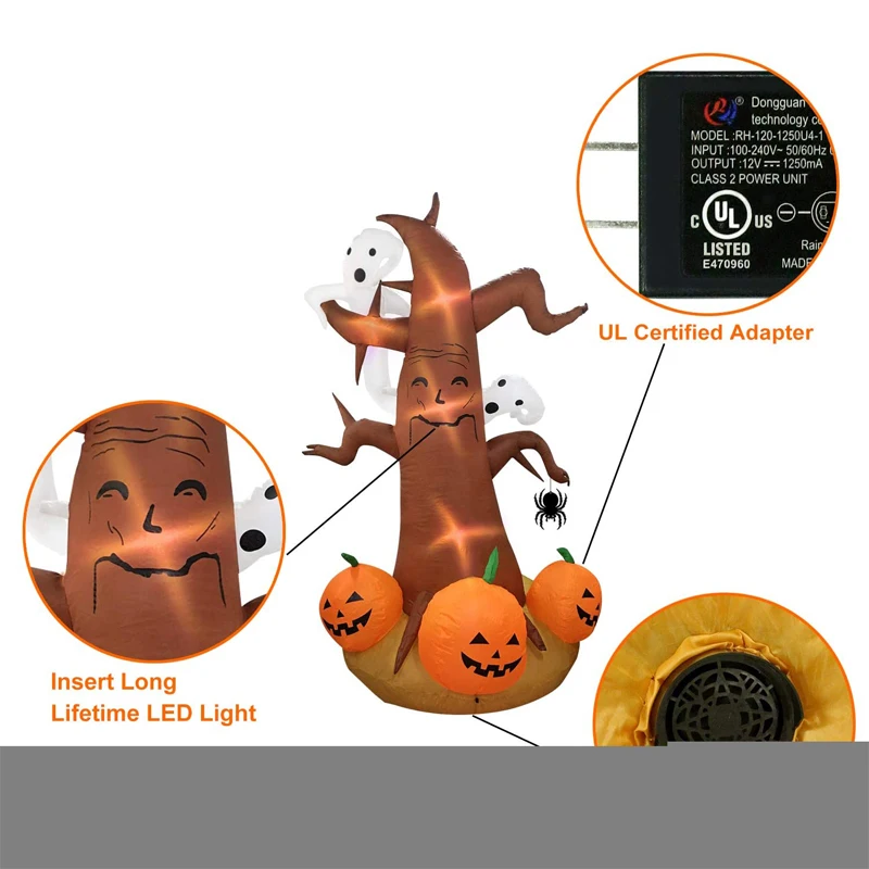 2.4M Haunted Archway Inflatable Dead Tree With Owl Ghost And Pumpkins Halloween Yard Decoration Led Lighted | Игрушки и хобби