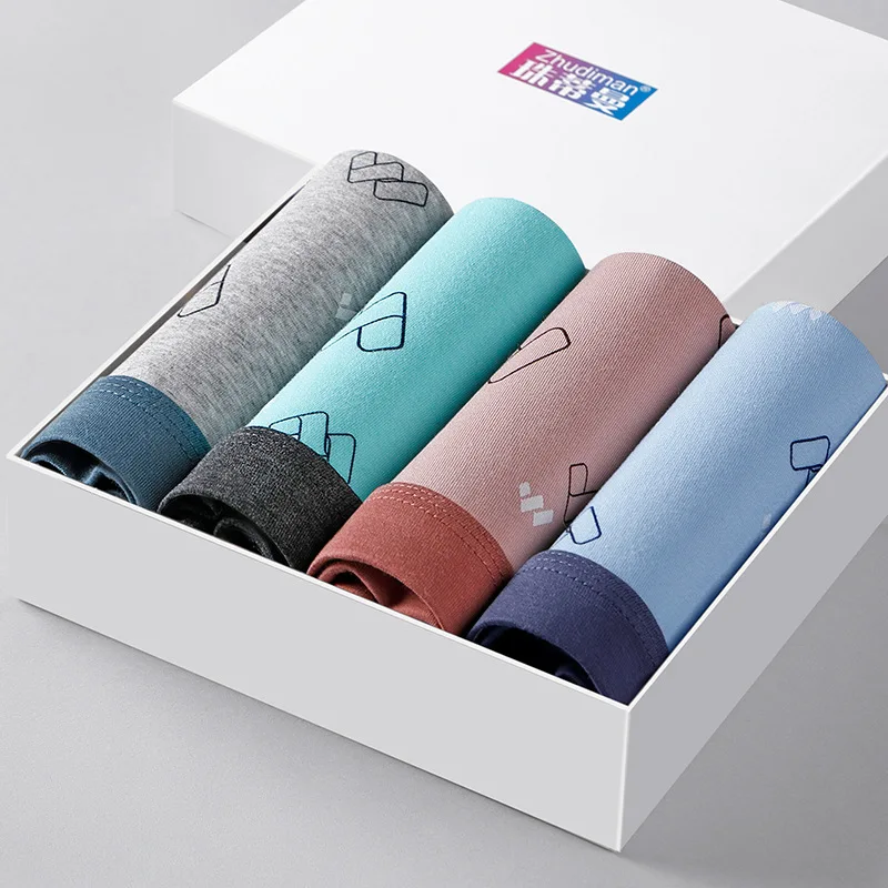 

4Pcs/lot Mens Underwear Boxers Breathable Cotton Man Solid Color Underpants Comfortable Male Panties Brand Shorts Homme