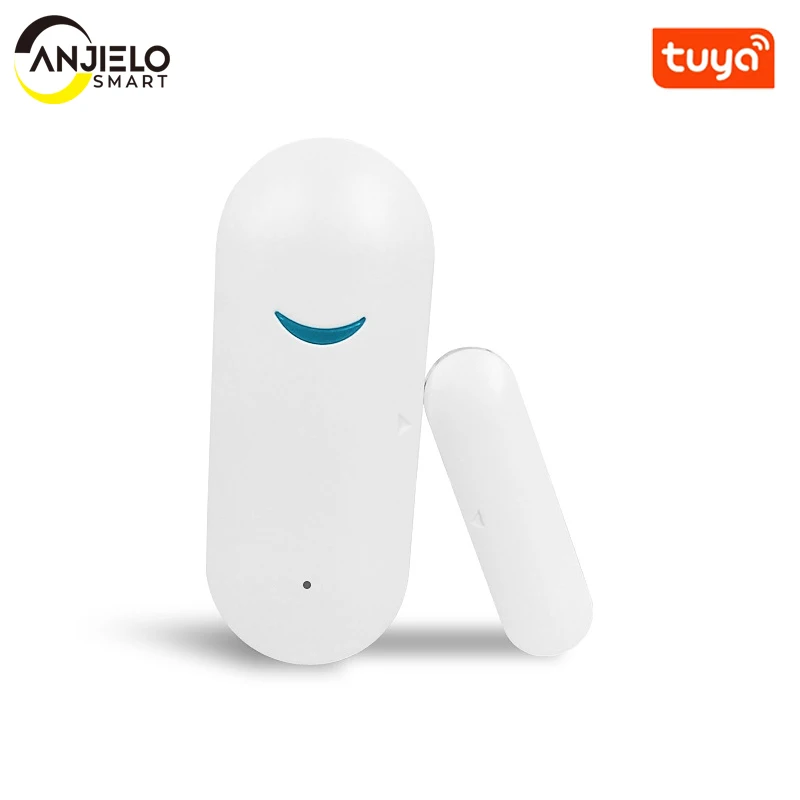 

Датчик двери и окна Anjielosmart Tuya с Wi-Fi, магнитный, датчик контакта, сигнализация с управлением через приложение, подходит для дома, офиса, магази...