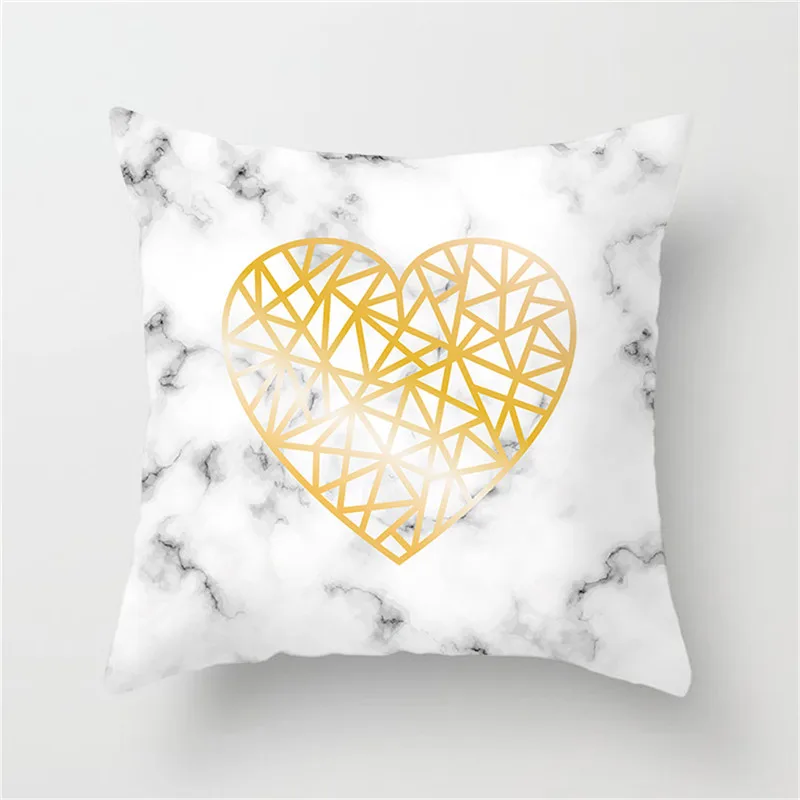 Геометрическая наволочка Fuwatacchi мраморное сердце Золотая в стиле пэчворк для