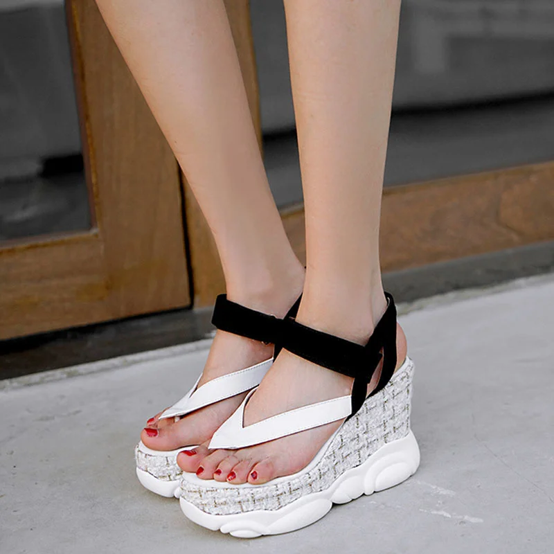 

Designers Summer Women Color Matching Wedges Sandals Casual Sport Sandalias Flop Flips High Heels Platform Shoes
