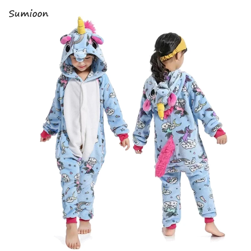 Детские пижамы кигуруми детские комбинезоны с единорогом для мальчиков и