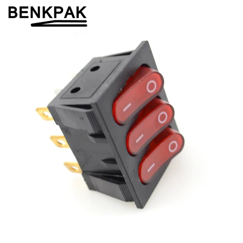 KCD2 302N трехсторонний переключатель с подсветкой 9 контактов|switch ir|switch handswitch contactor |