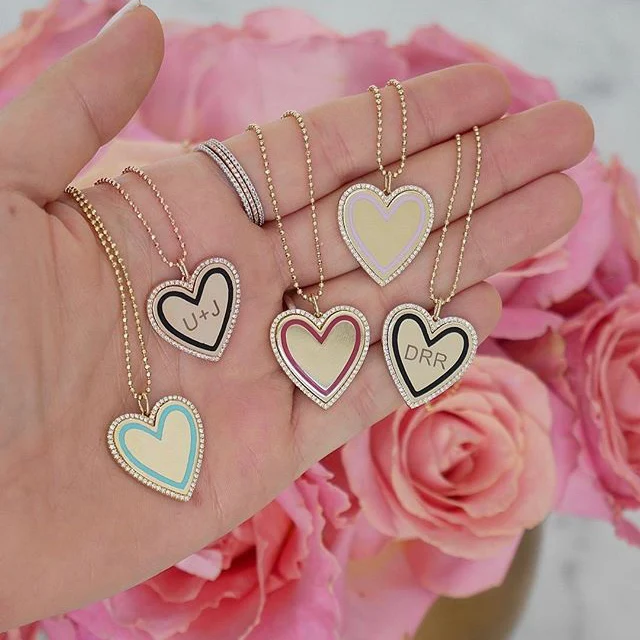 Золотой цвет нежный микро проложить cz розовое сердце кулон ожерелье Блестящий