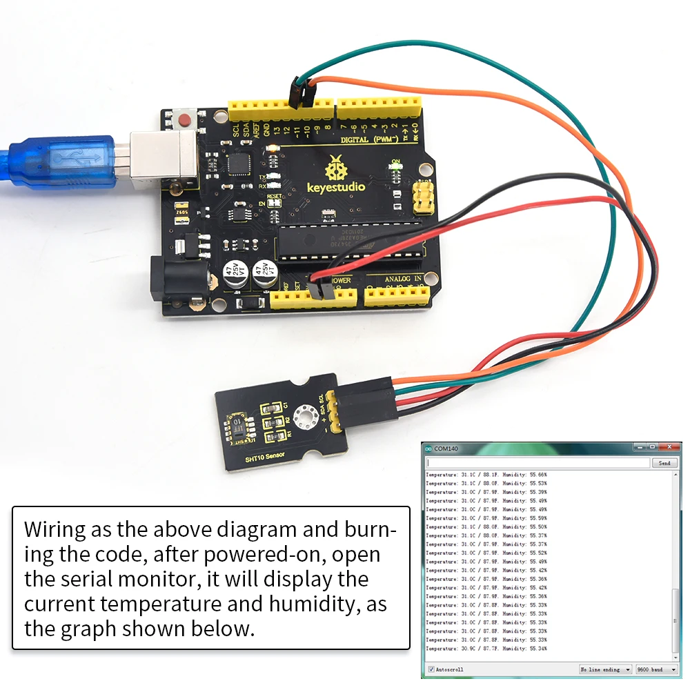 Цифровой датчик температуры и влажности Keyestudio SHT10 для Arduino uno|temperature sensor|sensors for