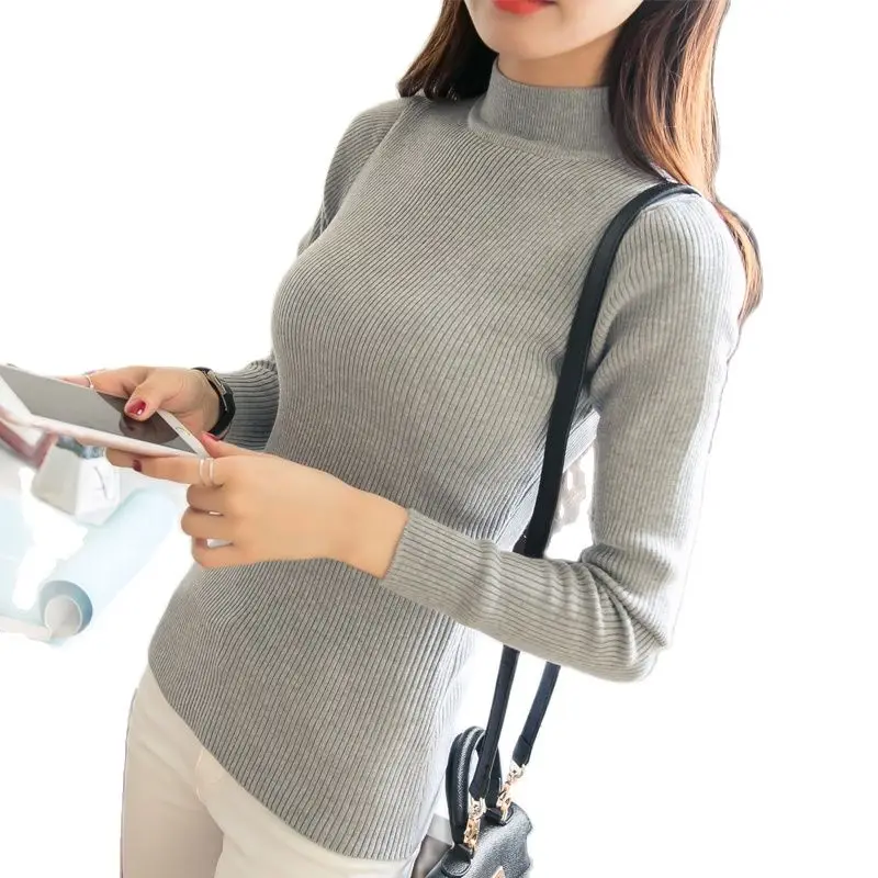 Новинка 2021 зимняя Корейская короткая водолазка OHCLOTHING с рукавом свитер высоким