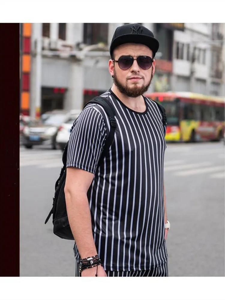 

Мужской повседневный костюм, костюм для бега, мужской костюм в полоску, рубашка для бега, мужские брюки для бега с коротким рукавом, модный с...