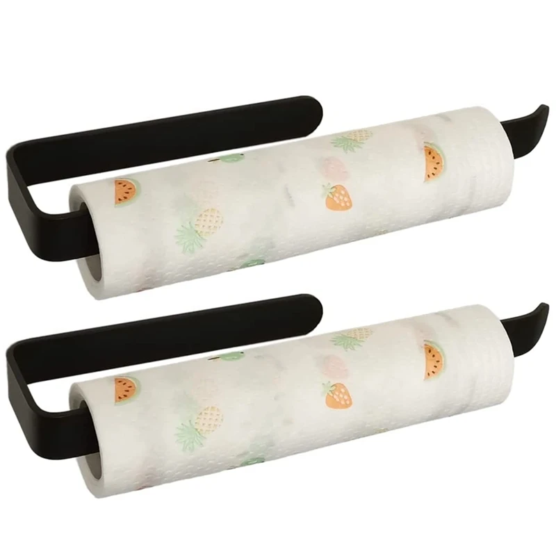 

Paper Towel Holder Under Cabinet Mount Self Adhesive Matte Black Set of 2, Rugged Aluminum Alloy, Suitable for Kitchen