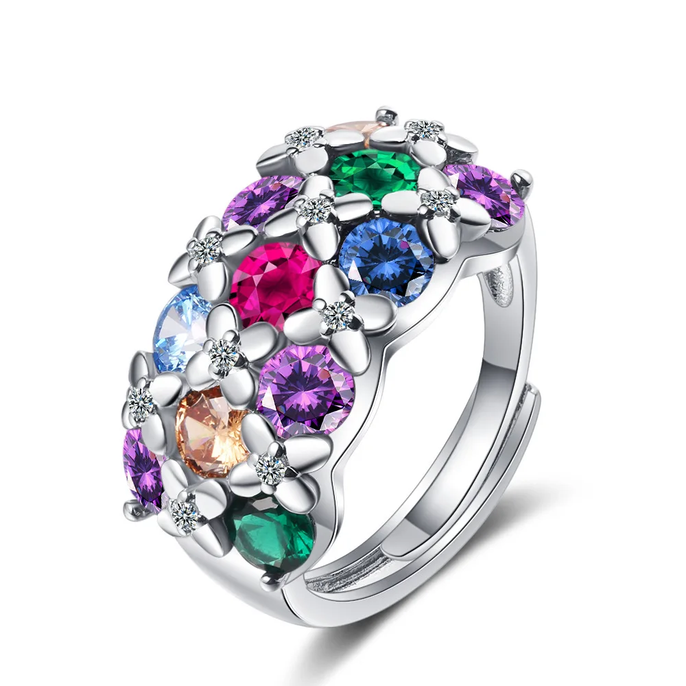 

WANGAIYAO personality inlaid zirconium color treasure ring black gold fire color ring female temperament micro-inlaid zircon rin