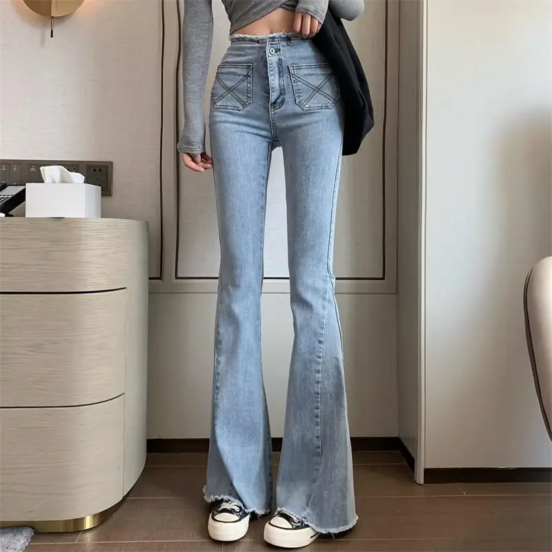 

2021 HOT Spring and Autumn Women's jeans Bell-bottoms Woman pants Retro Pants High waist Show thin Oversize All-match Fashion