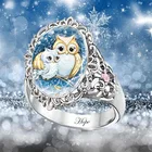 Милые ювелирные изделия для девушек, кольцо с совой, модные кольца для девочек-подростков, аксессуары для женщин, эстетические кольца, ювелирные изделия для женщин, подарок Вечерние