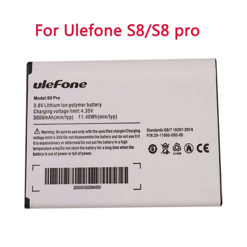 Сменный литий-ионный аккумулятор 3 8 в 3000 мАч Ulefone S8 S8pro для сотового телефона S8/S8 pro