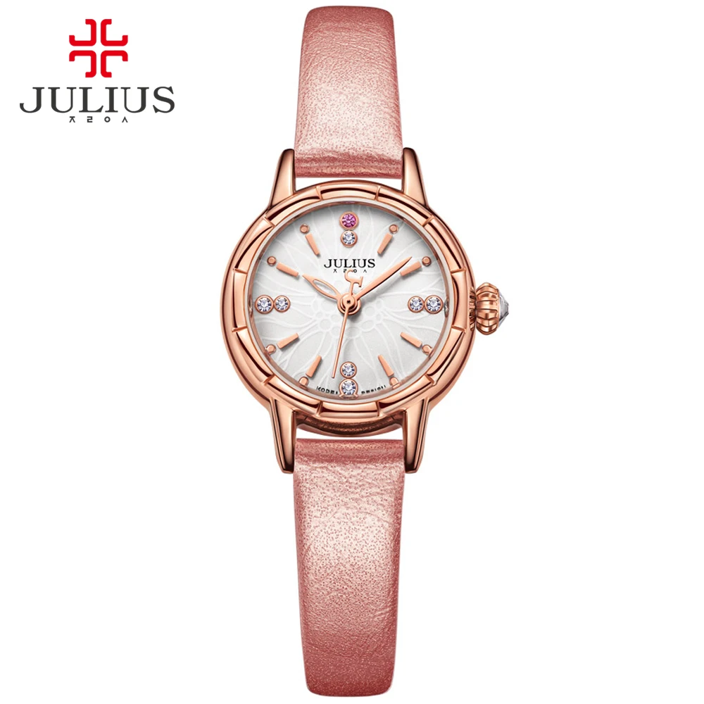 

JULIUS Watch 2017 New Designer Wristwatch Fashion Leather Strap Quartz Watch Women Watches Top Brand Silver Rose Gold JA-908