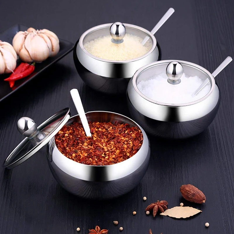 Сахарница из нержавеющей стали с прозрачной стеклянной крышкой-для лучшего