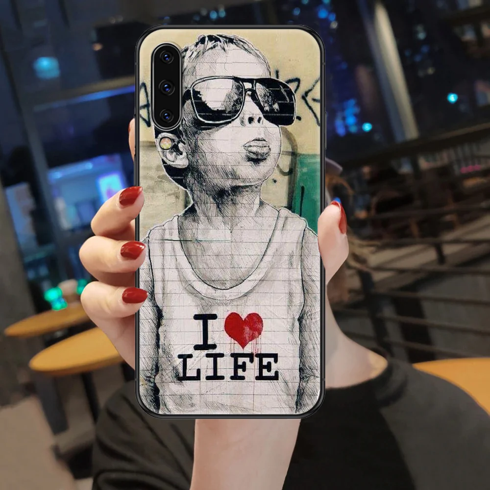 

Street Art Banksy Graffiti Phone case For Samsung Galaxy A 3 5 7 8 10 20 21 30 40 50 51 70 71 E S 2016 2018 4G black trend funda