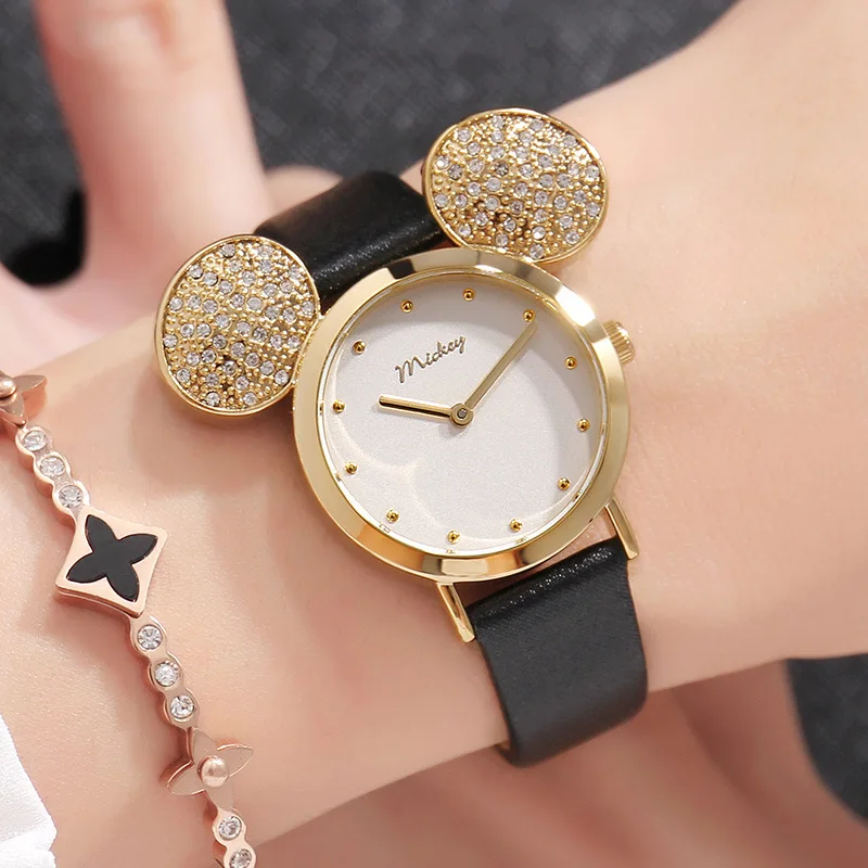 Disney Donald Duck женские роскошные часы с Микки Маусом модные со стразами и
