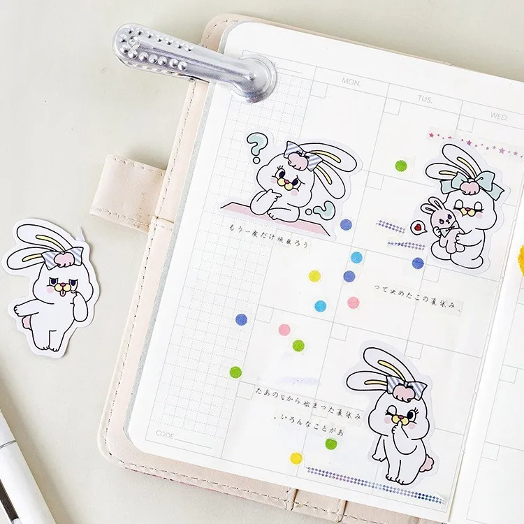 45PCS/box Cute New Rabbit's Weight Loss Diary Paper Lable Sealing Stickers Crafts Scrapbooking Decorative Lifelog DIY Stationery |