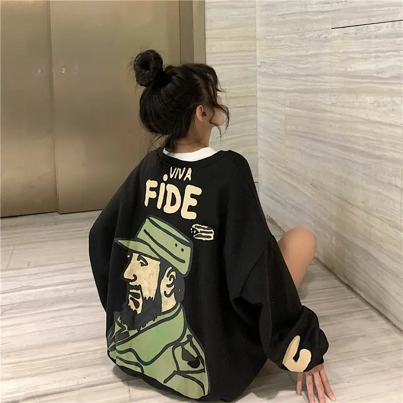 

Clothes Plush Thickened Women's Korean Loose Student Trend Ins Lazy Style Top Winter Coat Cartoon Pattern 2020 New Autumn Winter